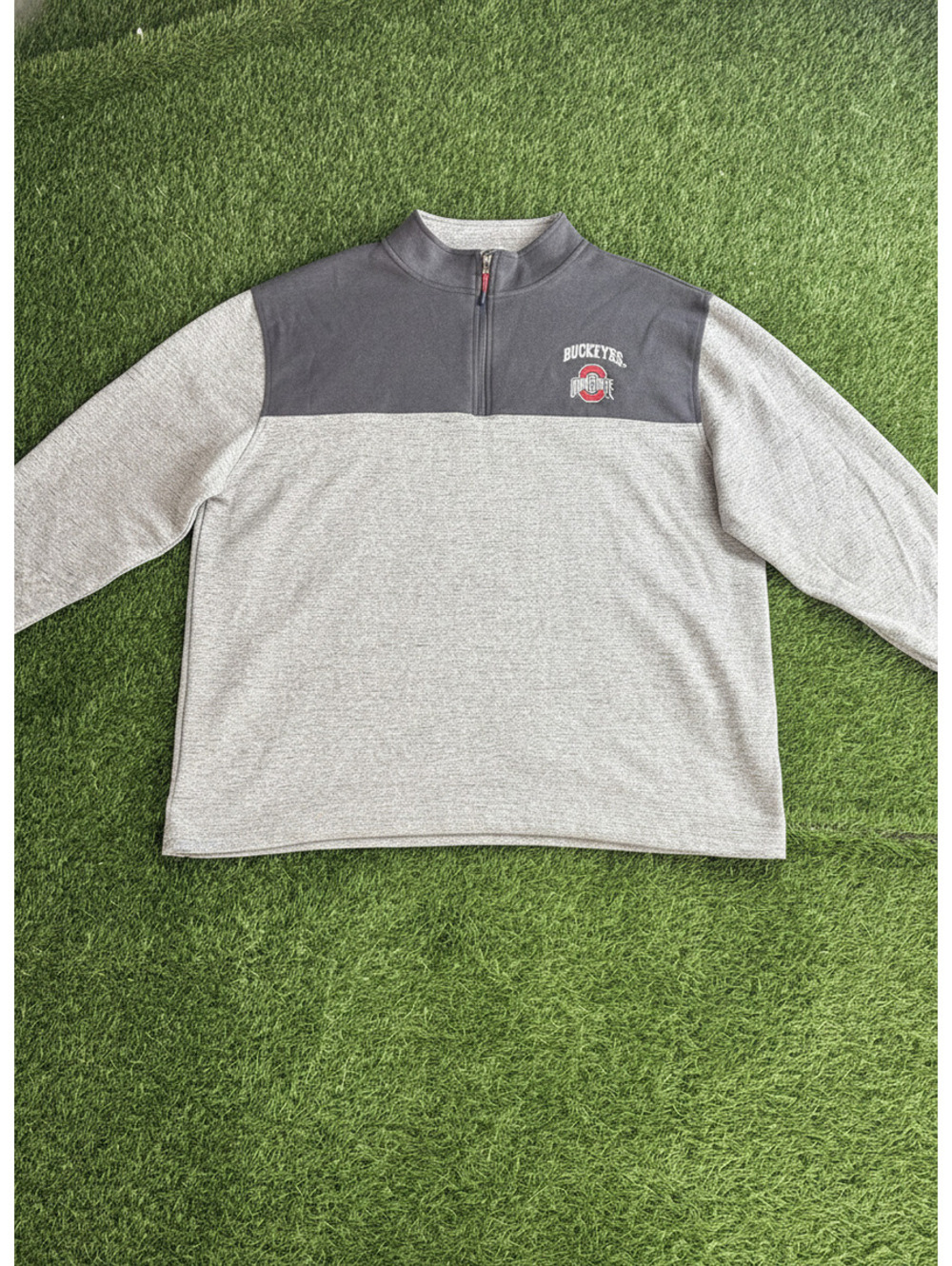 Champion Buckeyes 1/4 Zip Pullover Sweatshirt 2XL Gray and Black